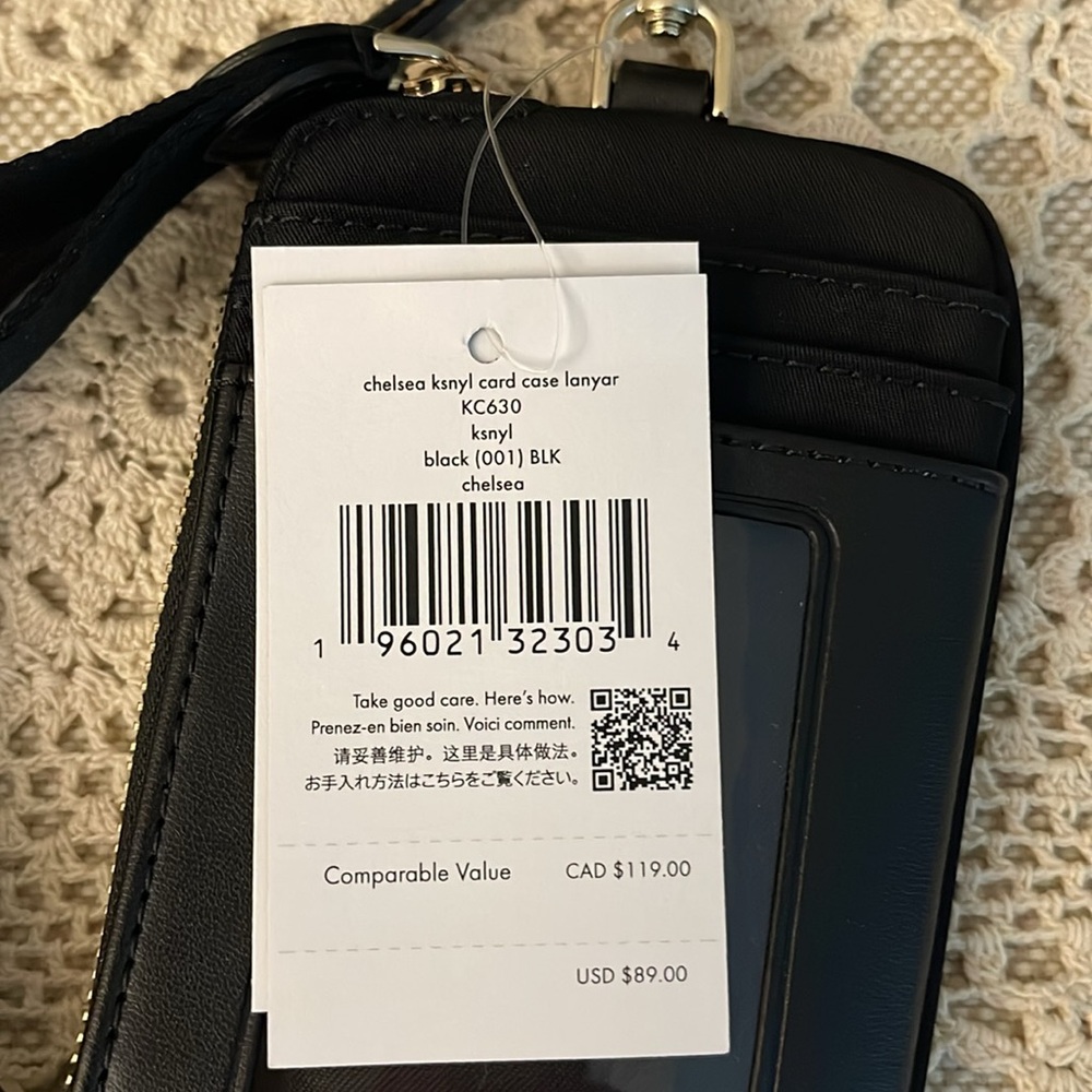 NWT-Kate Spade Chelsea Black Card Case Lanyard ID Multi Zip Card Case - Picture 3 of 9